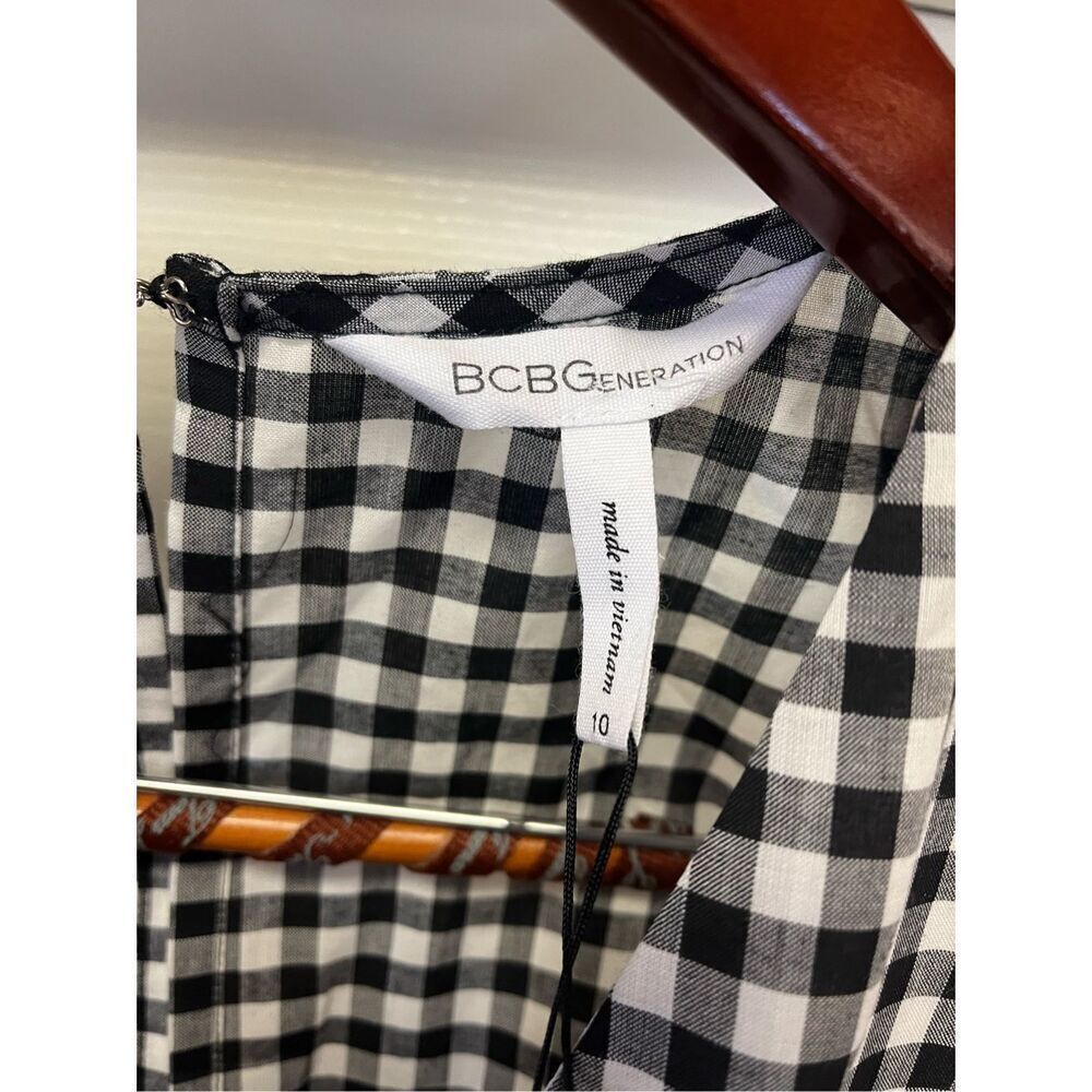 BCBGeneration Black & White Gingham Cut Out Wide Leg Jumpsuit Sz 10 NWT - Picture 6 of 11